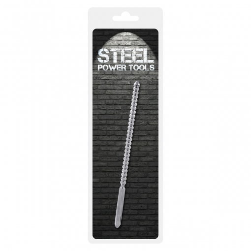 Steel Power Tools - Dip Stick Ribbed - penis plug, 10 mm