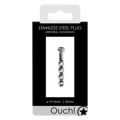 Ouch - Ribbed Urethral Sound, 8 mm