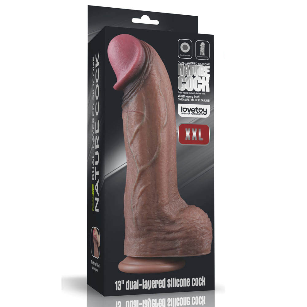 Lovetoy - Dual Layered Silicone Dildo, 33 cm
